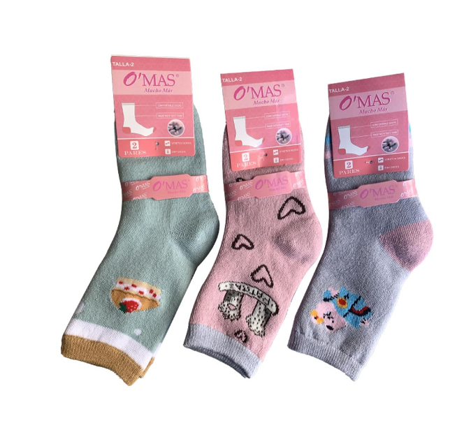 CALCETINES ALGODÓN NIÑA MULTICOLOR TOALLA DIBUJO SURTIDO TALLA 4 12 UNID - 1