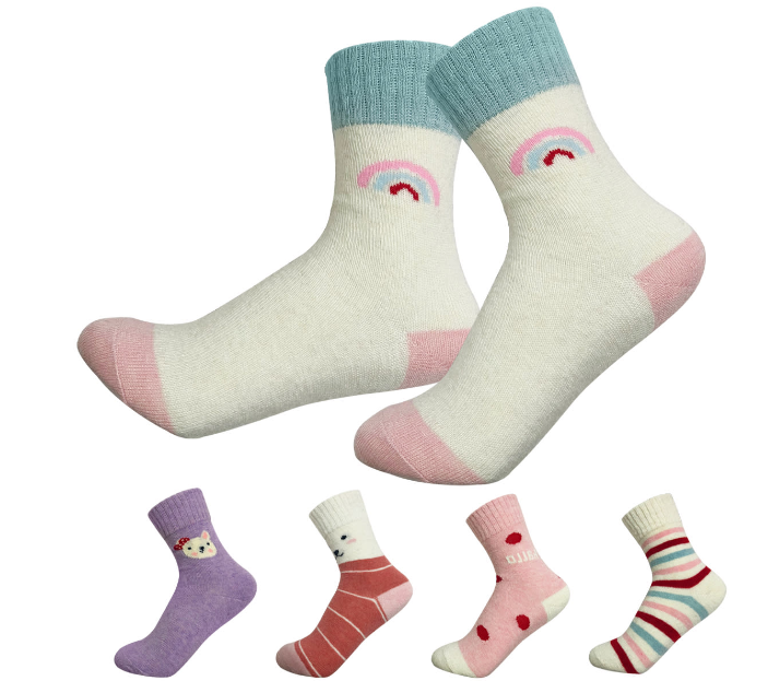 CALCETINES LANA NIÑA MULTICOLOR DISEÑO SURTIDO TALLA 4 12 UNI. - 1