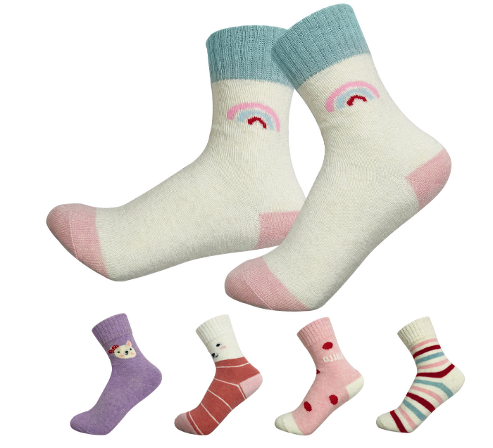 CALCETINES LANA NIÑA MULTICOLOR DISEÑO SURTIDO TALLA 2 12 UNID - 1