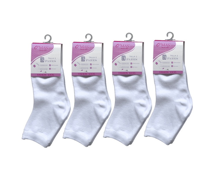 CALCETINES ALGODÓN NIÑA MULTICOLOR ESCOLAR CORTO BLANCA TALLA 02 12 UNID - 1