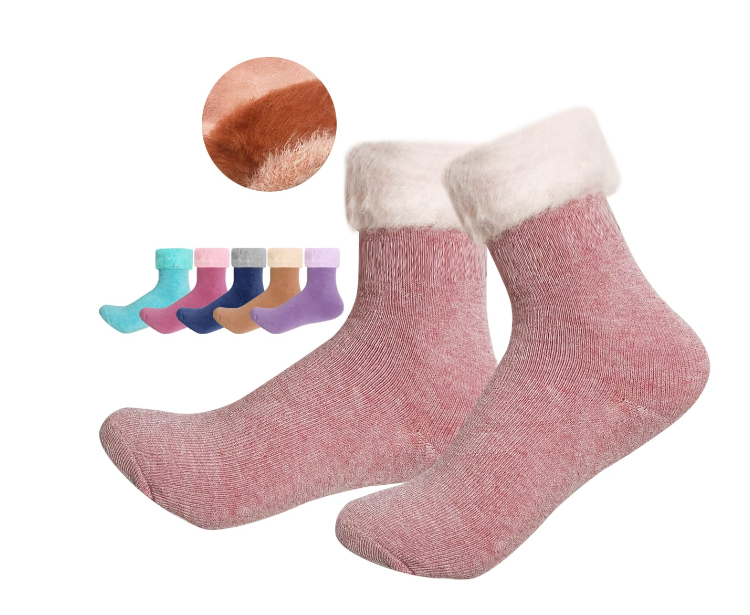 CALCETINES ALGODÓN NIÑA MULTICOLOR TOALLA POLAR BICOLOR TALLA 6 12 UNID - 1