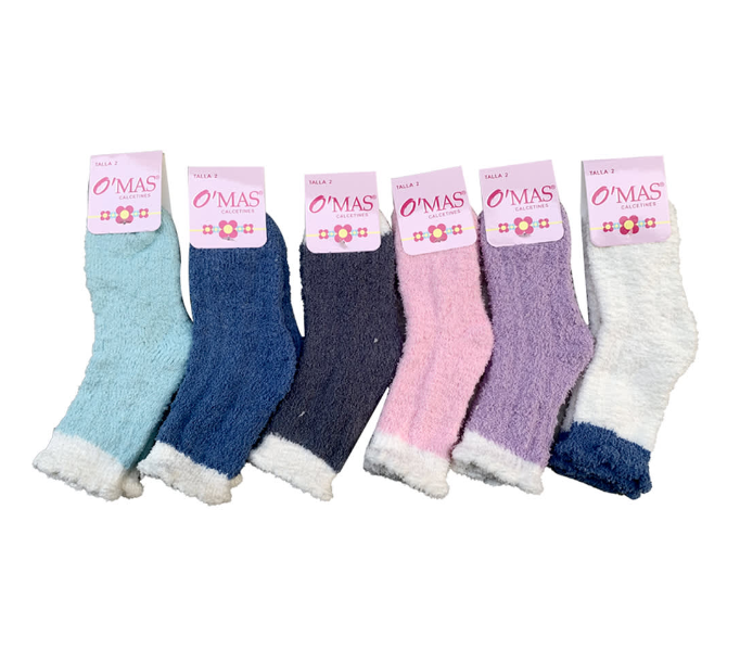 CALCETINES PLUSH NIÑA MULTICOLOR CORTE MEDIO LISO TALLA 4 12 UNID - 1