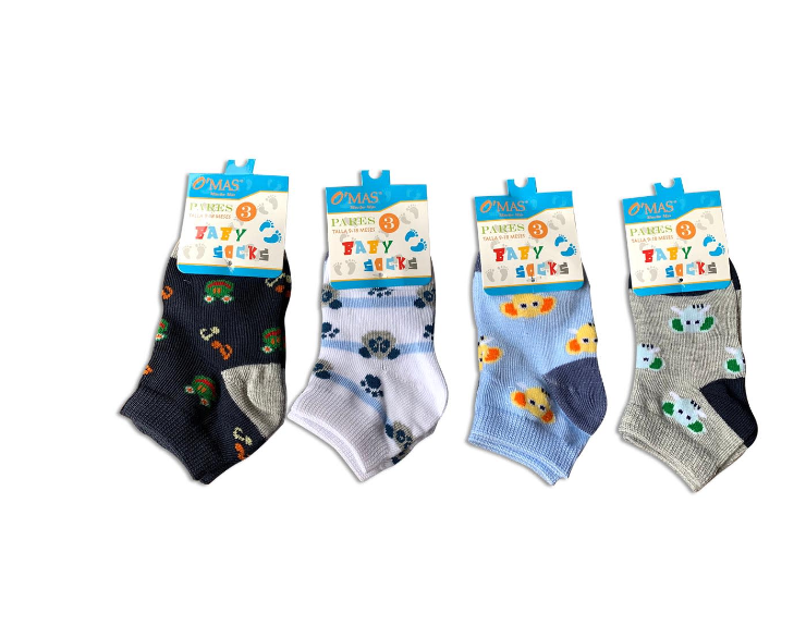 CALCETINES ALGODÓN NIÑO MULTICOLOR BEBÉ TOBILLO TALLAS 18-24 MESES 12 UNI - 1