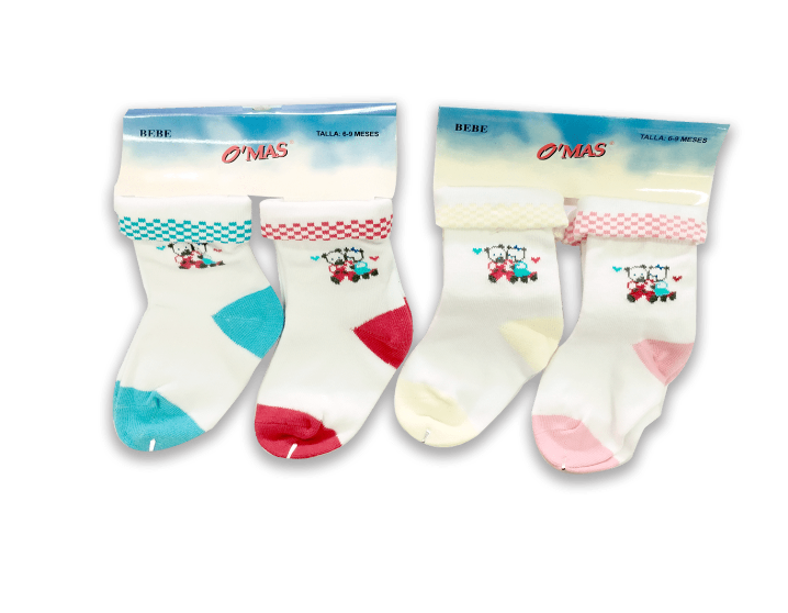 CALCETINES ALGODÓN UNISEX MULTICOLOR BEBE COLORES SURTIDOS 12 UNID - 1