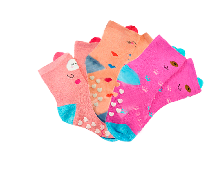 CALCETINES ALGODÓN NIÑA MULTICOLOR BEBE TOALLA DISEÑOS SURTIDOS 12 UNID - 1