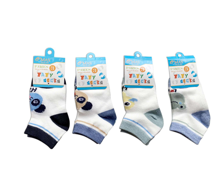 CALCETINES ALGODÓN NIÑO MULTICOLOR BEBE CORTE TOBILLO TALLA 9-18 12 UNID - 1