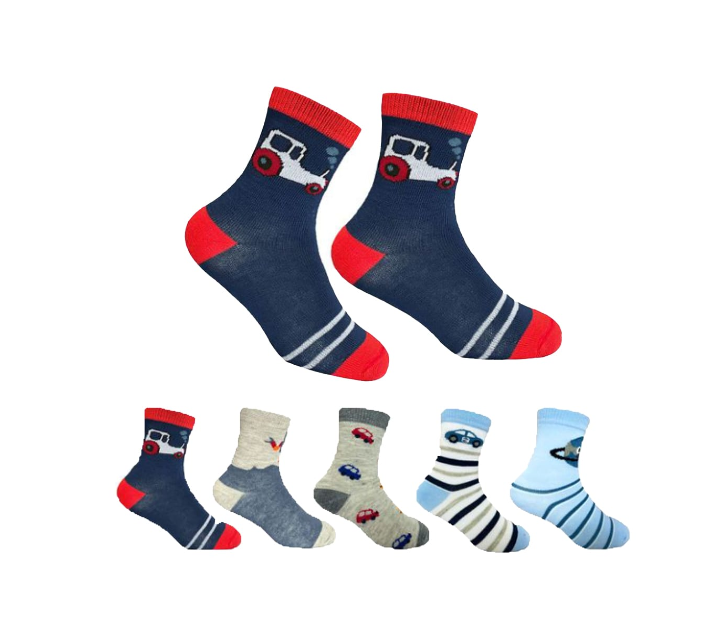 CALCETINES ALGODÓN NIÑO MULTICOLOR BEBE CORTE MEDIO DISEÑOS TALLA 9-18 MESES 12 UNID - 1