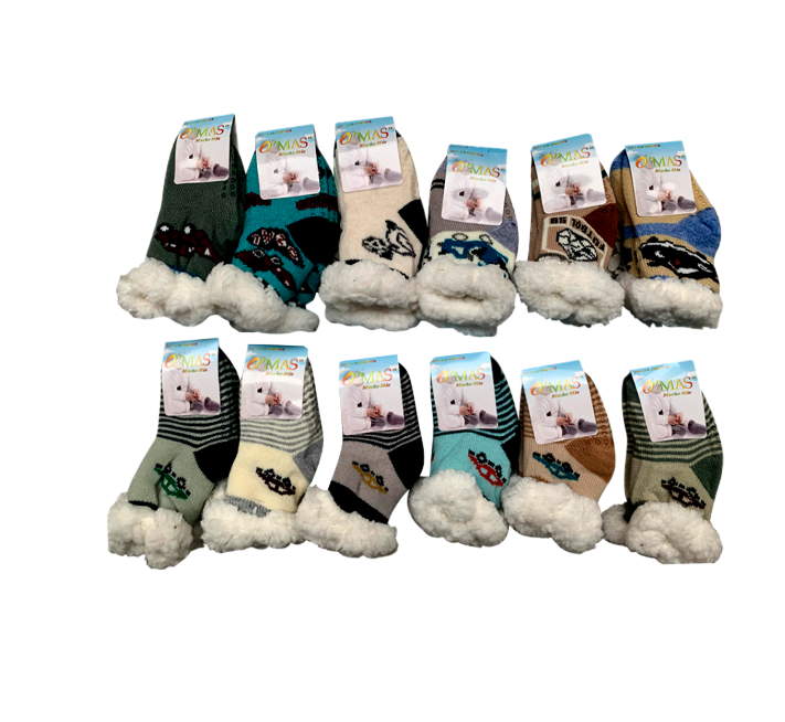 CALCETINES ALGODÓN NIÑO MULTICOLOR PANTUFLAS BEBE CHIPORRO LINEAS TALLA 9-24 MESES 12 UNID - 1
