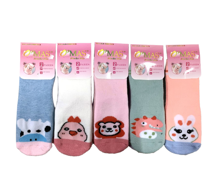 CALCETINES ALGODÓN NIÑA MULTICOLOR BEBE DIBUJOS TOALLA TALLA 9-18 MESES 12 UNID - 1