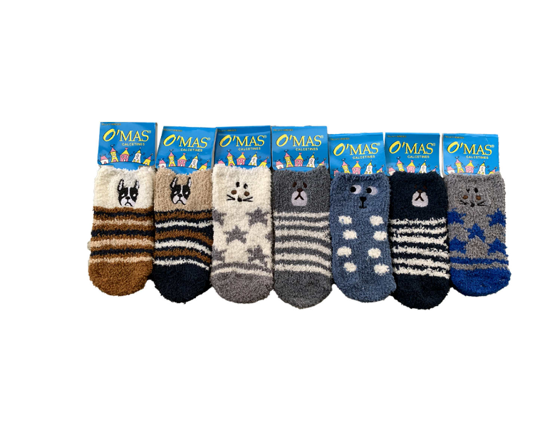 CALCETINES ALGODÓN UNISEX MULTICOLOR BEBE DISEÑO ANIMALES 9-18 MESES 12 UNID - 1