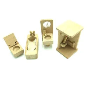 JUGUETE MINIATURA BEIGE BAÑO MINI MUEBLE - 1