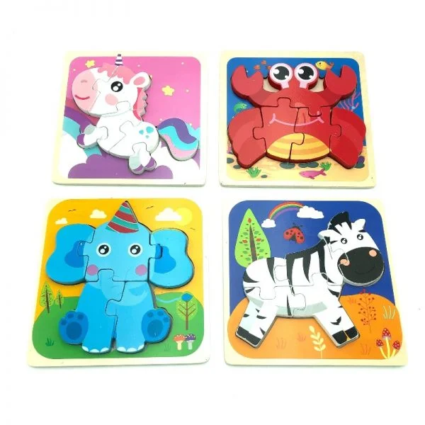 PUZZLE MULTICOLOR ANIMAL JUGUETE MADERA - 1