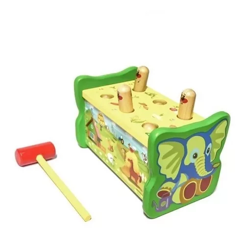 JUGUETE DIDÁCTICO EN MADERA PARA BEBÉS PEGA TOPO MADERA - 1