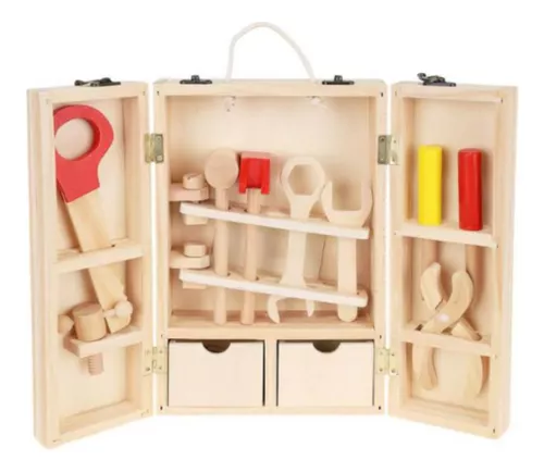 CAJA HERRAMIENTA MALETA JUGUETE MADERA - 1