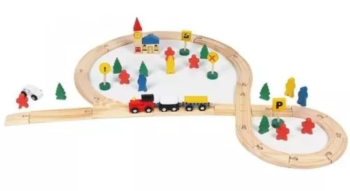 TREN CON RIEL DIDÁCTICO MADERA NIÑOS APRENDIZAJE - 1