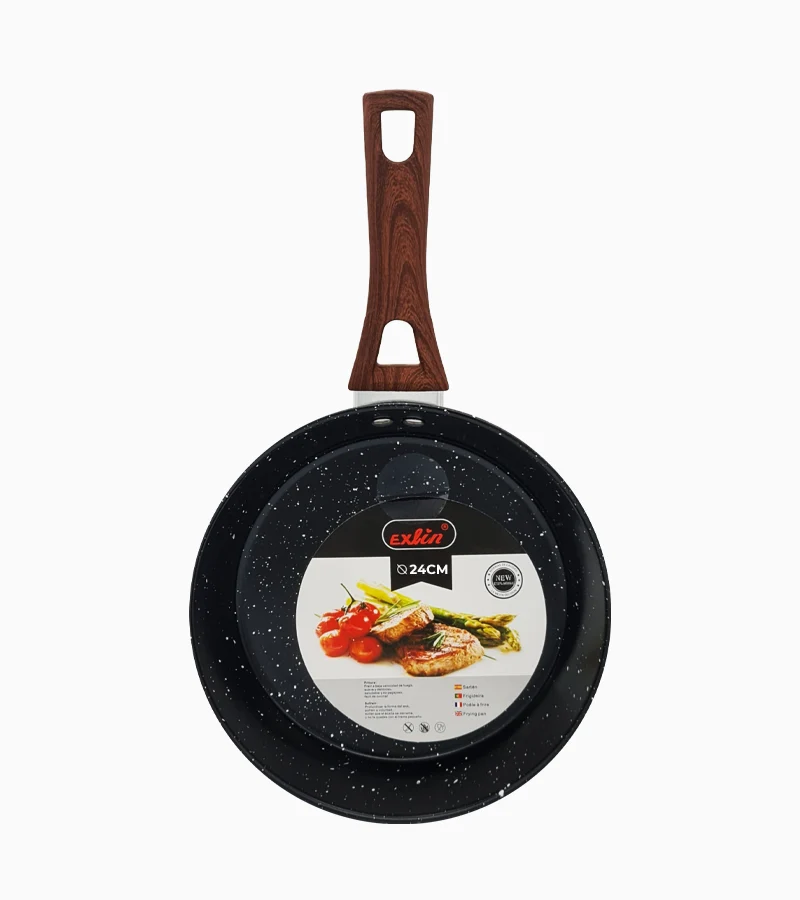 SARTEN ANTIADHERENTE CON MANGO MADERA 24 CM - 1