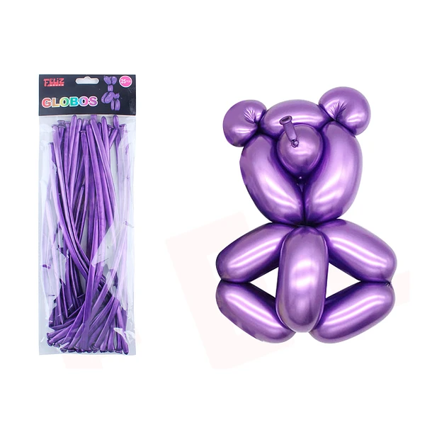 GLOBOS LARGO VIOLETA METALIZADO 25 PCS - 1