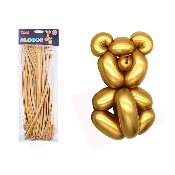 GLOBOS LARGO DORADO METALIZADO 25 PCS - 1