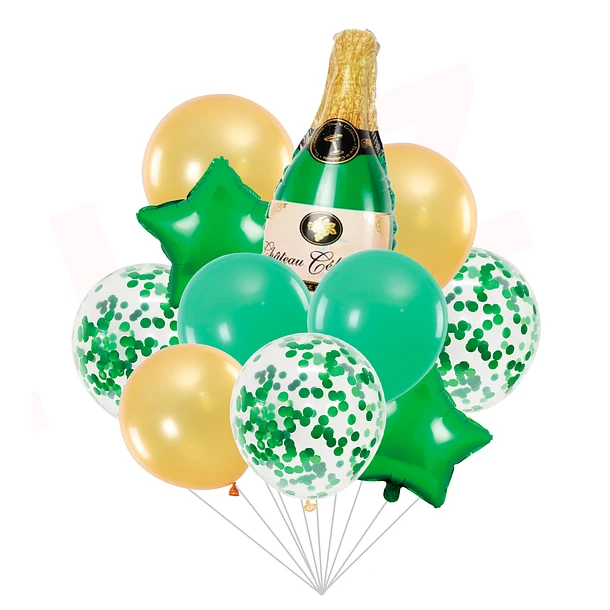 SET GLOBOS CHAMPAÑA VERDE 11 PCS - 1