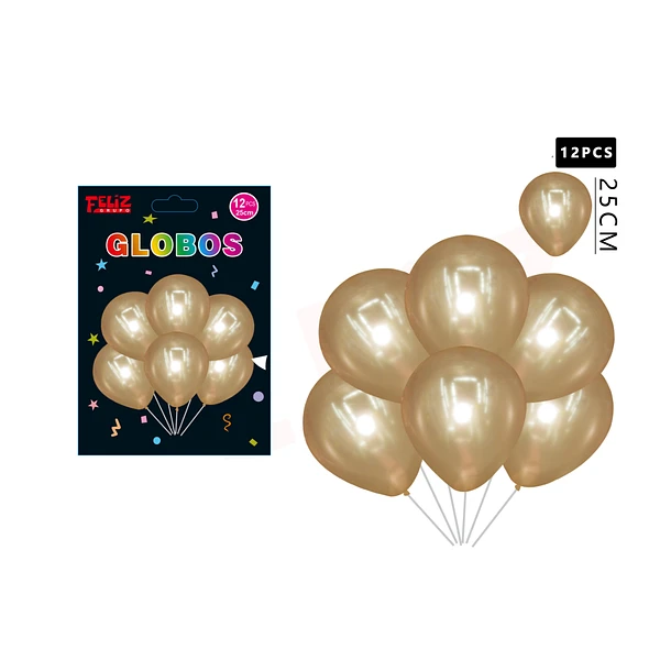 GLOBOS DORADO 12 PCS - 1