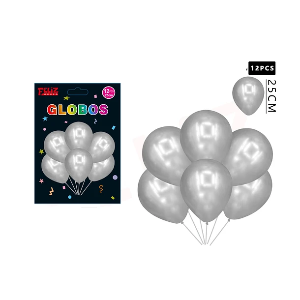 GLOBOS PLATEADO 12 PCS - 1