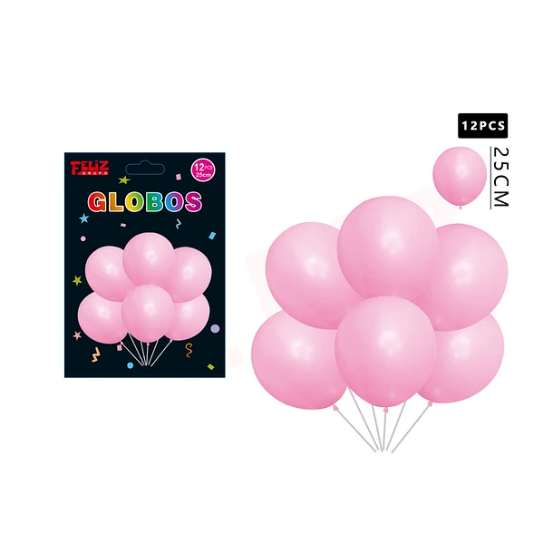 GLOBOS ROSA 12 PCS - 1