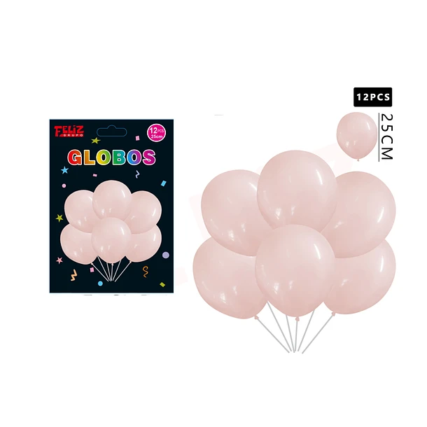 GLOBOS ROSADO CLARO 12 PCS - 1