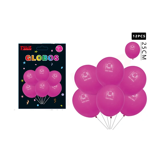 GLOBOS FUCSIA 12 PCS - 1