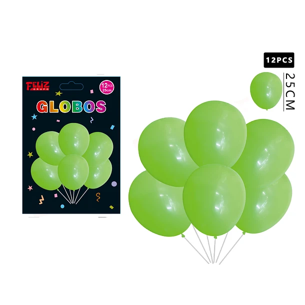 GLOBOS VERDE 12 PCS - 1