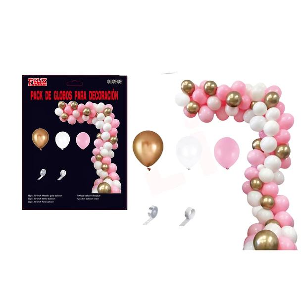 SET GLOBO DECORACIÓN ROSADO DORADO - 1