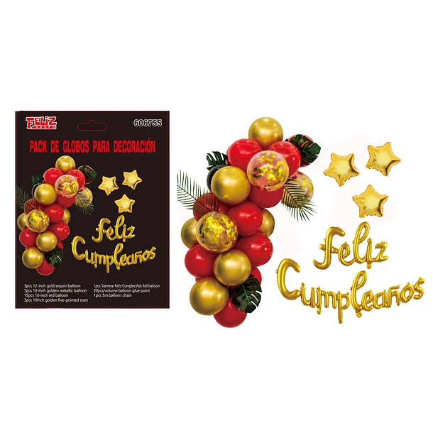 SET GLOBO DECORACIÓN FRASE FELIZ CUMPELAÑOS - 1