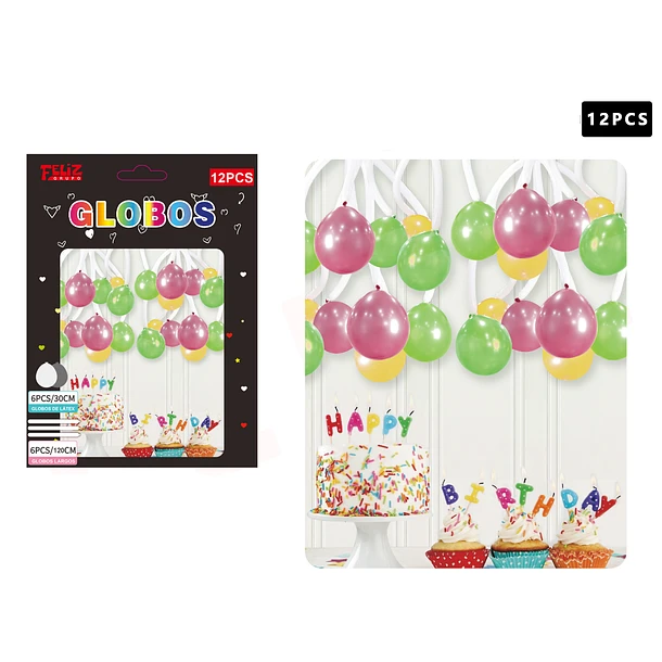 SET GLOBOS 6 PCS +6 PCS LARGOS COLORES - 1