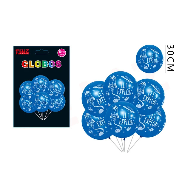GLOBOS LÁTEX ASTRONAUTA 30CM 6 PCS - 1