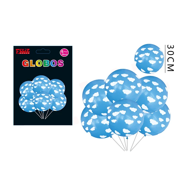 GLOBOS LÁTEX NUBES AZUL 30CM - 1