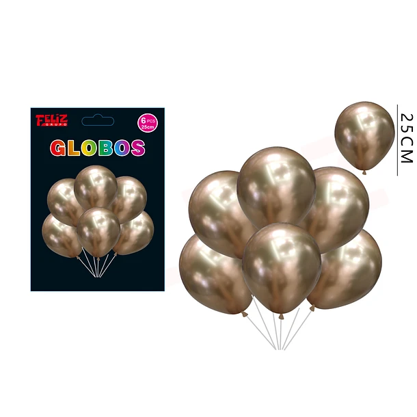 SET GLOBOS DORADO CROMADO 6 PCS - 1