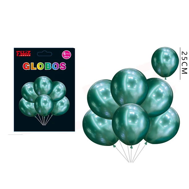 SET GLOBOS VERDE OSCURO CROMADO 6 PCS - 1