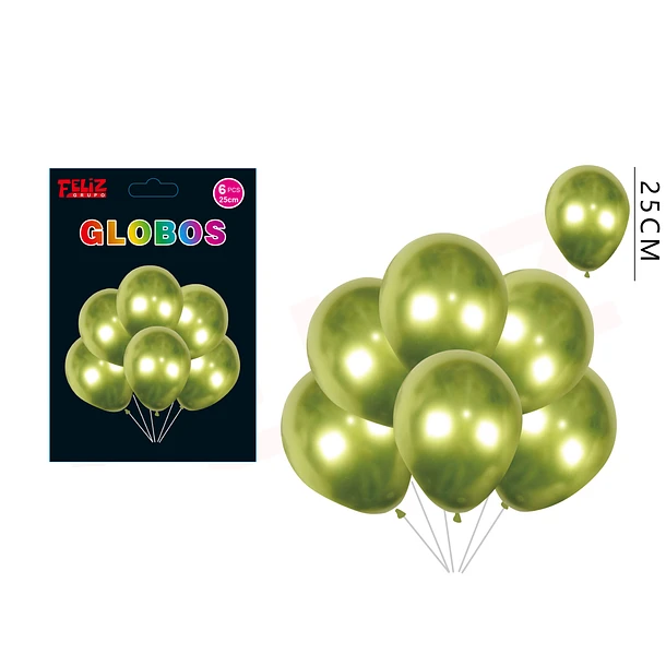 SET GLOBOS VERDE CLARO CROMADO 6 PCS - 1