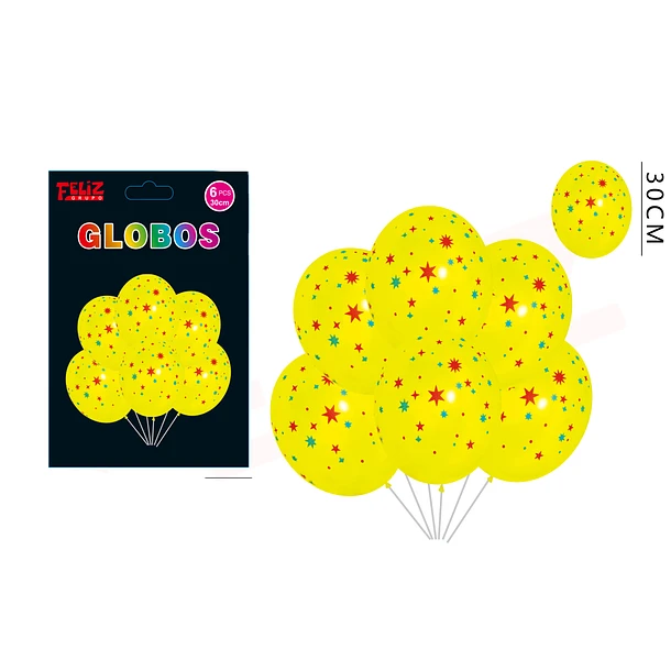 SET GLOBOS ESTRELLA AMARILLA 6 PCS - 1