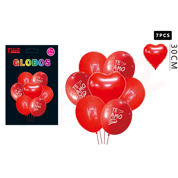 SET GLOBOS TE AMO ROJO 7 PCS - 1