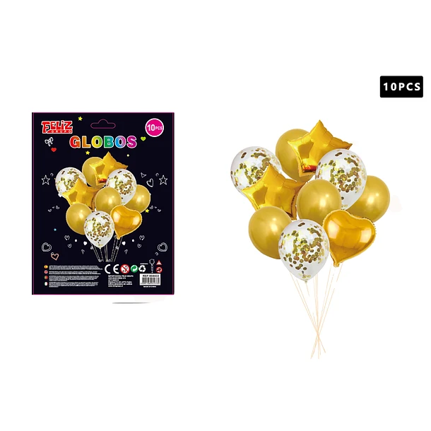 SET GLOBOS COLOR DORADO 10 PCS - 1