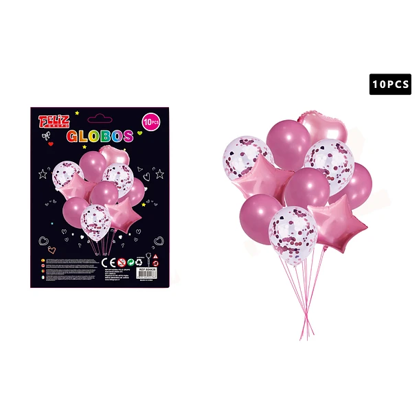 SET GLOBOS COLOR ROSADO CLARO 10 PCS - 1