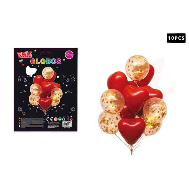 SET GLOBOS CORAZÓN ROJO 10 PCS - 1