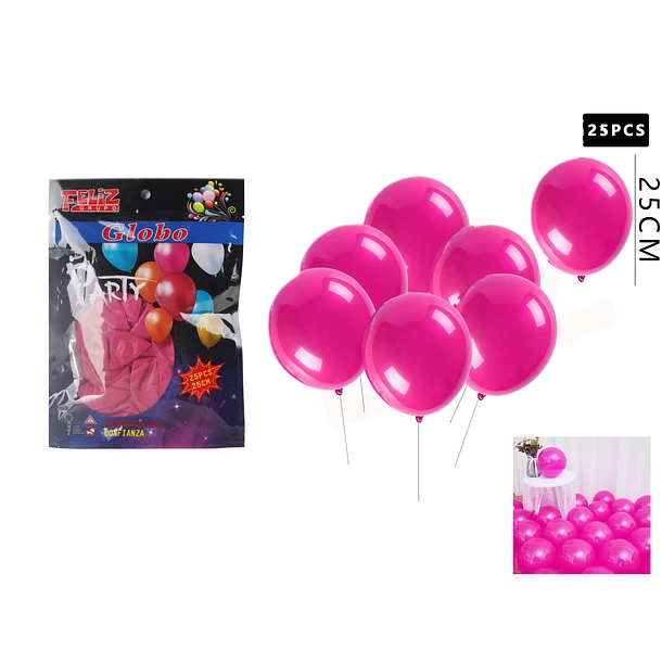 GLOBO LÁTEX FUCSIA 25 PCS - 1