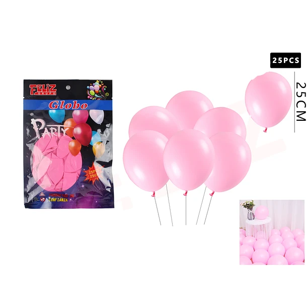 GLOBO LÁTEX ROSADO 25 PCS - 1