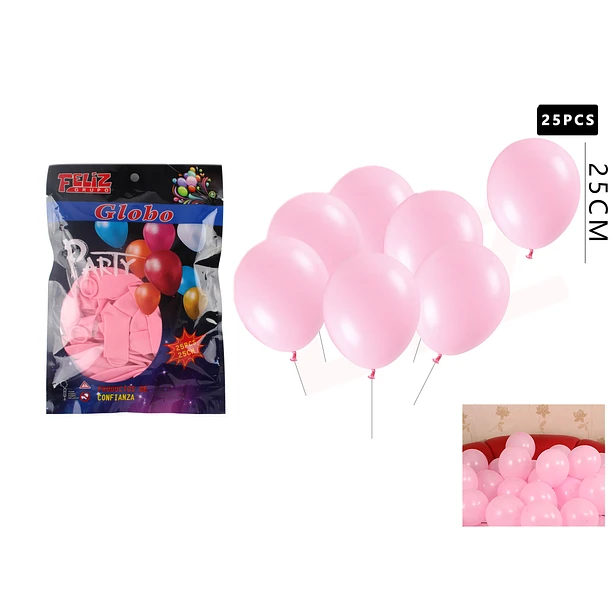 GLOBO LÁTEX ROSADO CLARO 25 PCS - 1