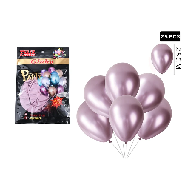 GLOBOS CROMADOS 25 CM COLOR LILA 25 PCS - 1