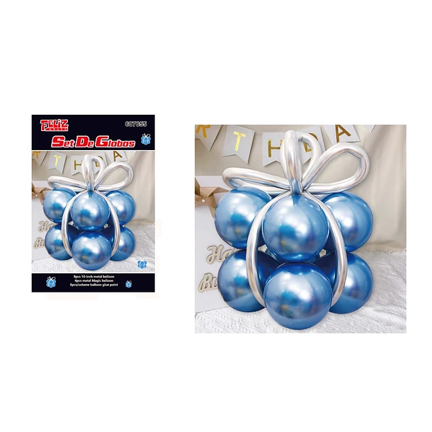 SET GLOBOS FORMA REGALO AZUL - 1