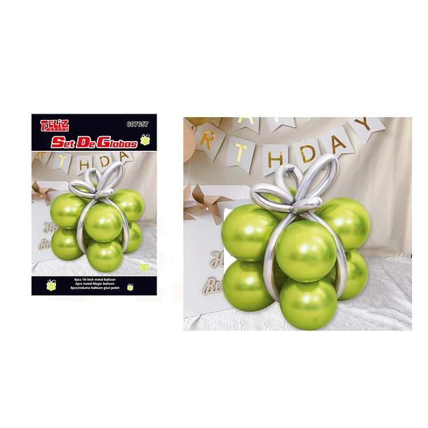 SET GLOBOS FORMA REGALO VERDE - 1