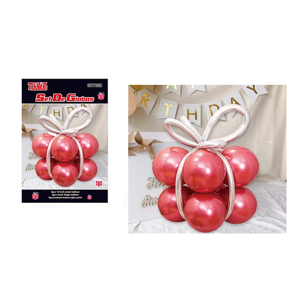 SET GLOBOS FORMA REGALO ROJO - 1