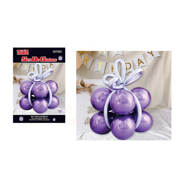 SET GLOBOS FORMA REGALO MORADO - 1
